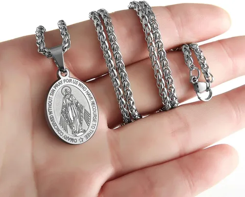Miniatura 17 de P. BLAKE Collar ovalado de San Cristóbal, Miguel, José, Jude/Virgen María/José/Francisco/Patrick/Anthony/Benedict/Thomas para hombres y mujeres