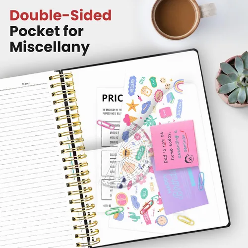 Miniatura 6 de Cuadernos de espiral con tapa dura para el trabajo con divisores y pestañas removibles, de 8.5"x11" con 5 divisiones para tomar notas y organizador