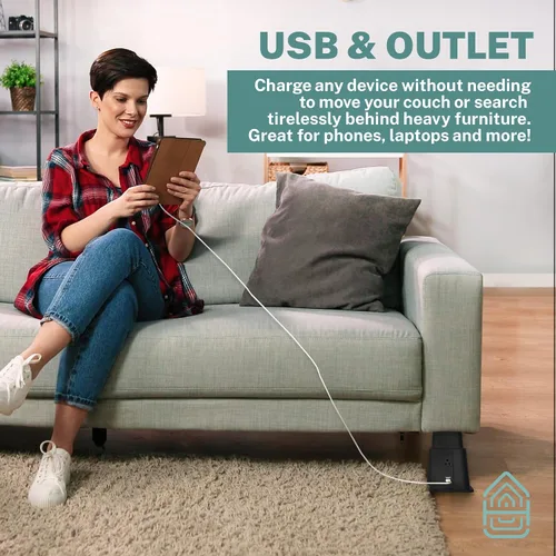 Miniatura 7 de Home Intuition Elevadores de cama ajustables resistentes de 3, 5 u 8 pulgadas, paquete de 4 (negro con USB)