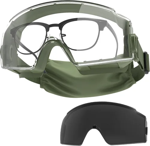 OneTigris Gafas tácticas sobre lentes, gafas tácticas antiniebla, protección de gafas OTG de seguridad con lente intercambiable Verde