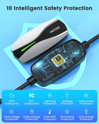Miniatura 7 de Cargador EV portátil de nivel 1/2 para Tesla, 12A/16A, cable de extensión móvil de coche eléctrico de 25 pies con enchufe NEMA 6-20 de 240V