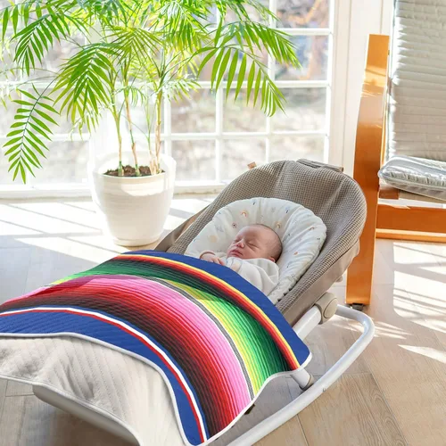 Miniatura 7 de Kigai Manta de sarape mexicano a rayas para cuna o siesta de cochecito, cálida y acogedora, suave, unisex, para niños, niñas, niños pequeños, 30 x