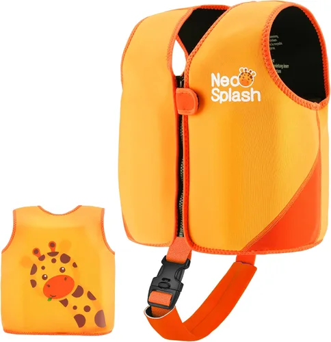 Chaleco de natación para niños de neopreno con correa de seguridad ajustable para edades de 1-3 y 3-6 años Ks-naranja