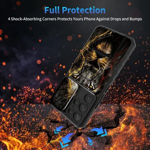Miniatura 854 de Funda para Samsung Galaxy S22 Ultra 5G, Galaxy S22 Ultra con cubierta de cámara deslizante, funda resistente de doble capa con función atril Black