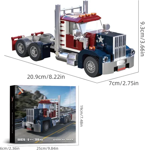 Miniatura 8 de Xbert American Semi Trucks - Juegos de construcción de camiones de tractores de gran plataforma, vehículos de transporte, juguetes de automóviles