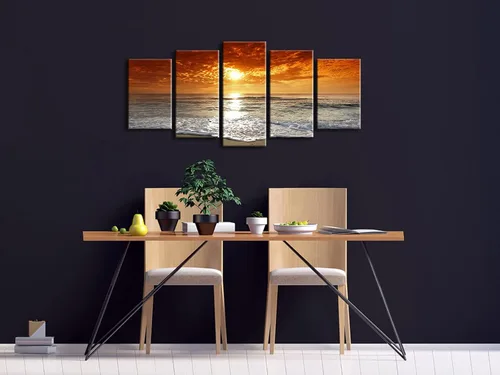 Miniatura 2 de Wieco Art, 5 paneles con hermosas vistas en alta definición en lienzos estirados y enmarcados. Lienzos de arte moderno de pared para decoración