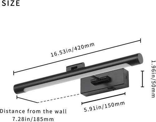 Miniatura 6 de Joosenhouse Luz de imagen funciona con pilas, luces inalámbricas de 16.53 pulgadas para pared, regulable y apagado con temporizador, brazo oscilante