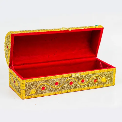Miniatura 6 de Nagina International - Caja de almacenamiento y organizador de joyas para novia, portátil, para guardar anillos, collares, brazaletes, Madera, Dorado