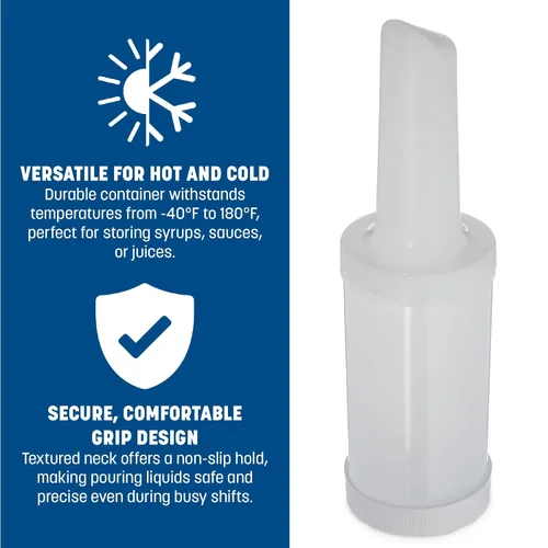 Miniatura 2 de Carlisle FoodService Products Pourplus Store 'N Pour Juego completo de cuarto de galón de cuello, recipiente y tapa para bar, cocina y restaurante