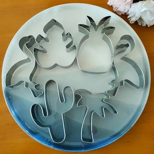 Miniatura 6 de LUBTOSMN New Summer Cookie Cutter Set - 6-Piece - 3.5 Inch - Cactus, Pineapple, Flamingo, Monstera Leaf, Palm Tree, Tropical Flower Shapes