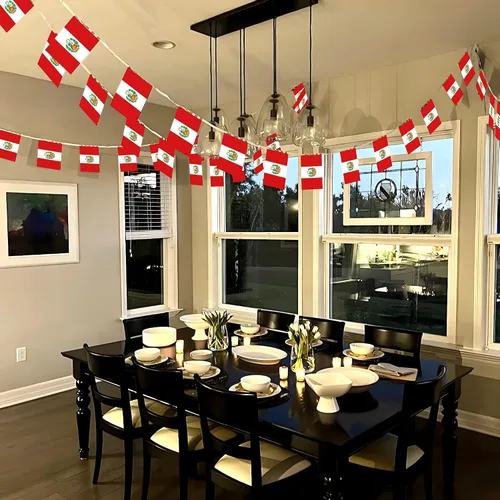 Miniatura 6 de Anley Bandera de cuerda de Perú, banderas de banderín, eventos patrióticos 28 de julio Día de la Independencia peruana decoración para bares