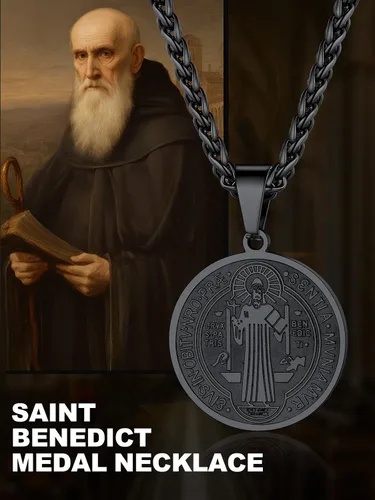 Miniatura 242 de U7 Saint Benedict/Michael Medal Necklace, 316L Stainless Steel Virgin Mary Necklace for Men Women, Bible Verse Protection Necklace Catholic