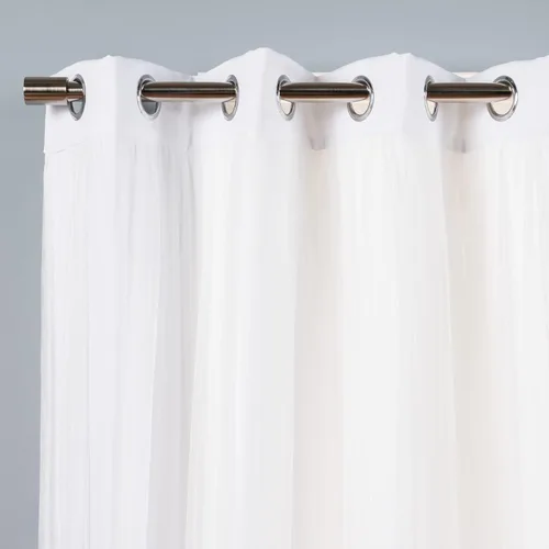Miniatura 2 de Best Home Fashion Juego de 2 paneles de ventana de tul de encaje con aislamiento térmico y ojales de níquel de acero inoxidable para dormitorio