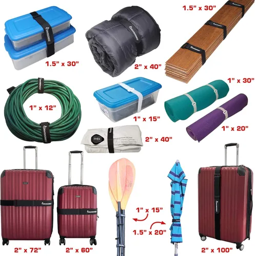Miniatura 7 de Correas elásticas reutilizables de 2 x 20 pulgadas, paquete de 6 correas de sujeción multiusos de calidad con gancho y bucle
