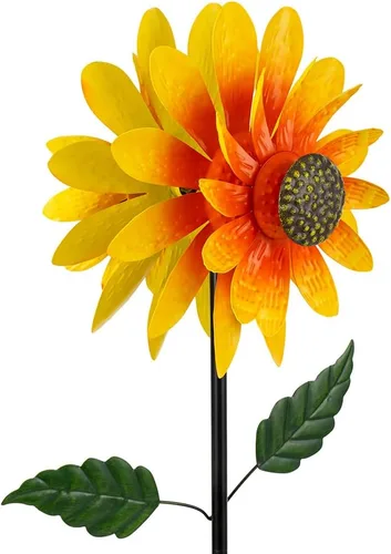 Miniatura 9 de Viveta Molinillo de viento para exteriores, escultura de viento decorativa con estaca resistente, molinetes rosas para patio y jardín