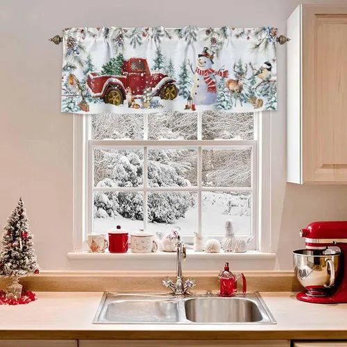 Miniatura 12 de Autumn Home - Cortina de cenefas para cocina, cafetería, corona de hojas de arce, cenefa de ventana de hojas de otoño, 1 panel de cortinas cortas