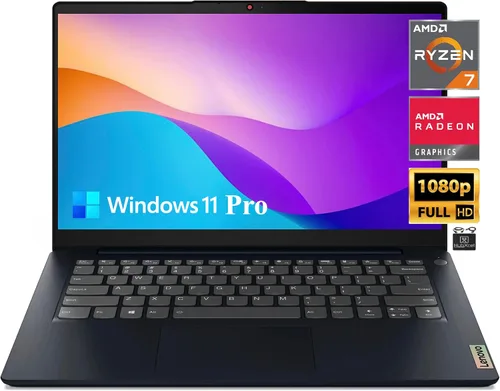 Lenovo Laptop IdeaPad FHD de 14 pulgadas, octa-core AMD Ryzen 7 5700U (hasta 4.3 GHz), gráficos Radeon, 8 GB de RAM, SSD de 512 GB, teclado