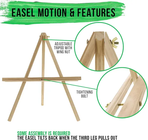 Miniatura 3 de U.S. Art Supply Caballete de mesa de madera natural de 12 pulgadas (paquete de 4) – Soporte de lona ajustable con marco en A para pintar fiestas
