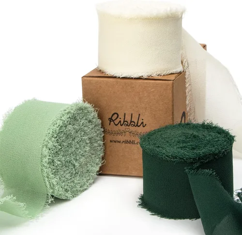 Miniatura 29 de Ribbli Cinta de gasa, 1.5 pulgadas x 30 yardas, seda champán/nude, hecha a mano para invitaciones de boda, envoltura de regalos, ramos de novia