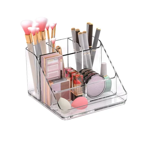 Ettori APLOP Bandeja Organizadora de Maquillaje, Organizador de Maquillaje de Tocador de 6 Compartimentos para Joyas, Accesorios para el Cabello,