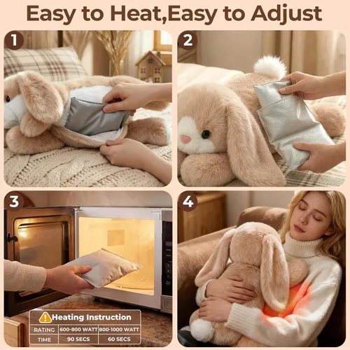 Miniatura 5 de Mewaii Animales de peluche con peso para adultos y niños, de 2 a 5 libras – 23 pulgadas de peluche de conejito calentable y refrigerable