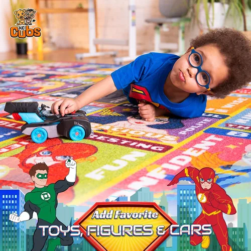 Miniatura 6 de DC Super Friends - Alfombra educativa para niños, alfabeto, emociones y rasgos de héroe ABC, alfombra de aprendizaje de habilidades sociales