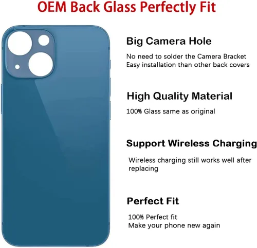 Miniatura 3 de Reemplazo de cristal trasero OEM para iPhone 13 mini 5.4 pulgadas (azul) con kit de herramientas de reparación