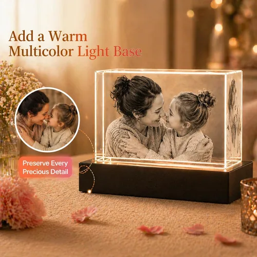 Miniatura 4 de Foto de cristal 3D, regalos personalizados de Navidad para mamá, esposa, mujer, papá, marido, abuela, foto personalizada en cristal, único