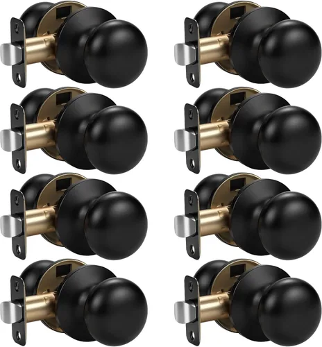 Miniatura 62 de KNOBWELL Paquete de 8 pomos de puerta de privacidad para baño y dormitorio, pomo de puerta negro mate con cerradura, cerradura de manija de puerta