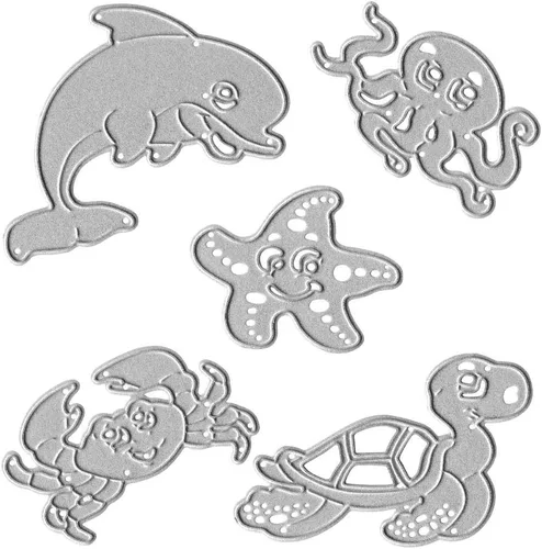 Miniatura 5 de Troqueles de corte de coral de concha de mar de concha de playa de metal, plantillas de estampado Ocean Life para álbumes de recortes y manualidades