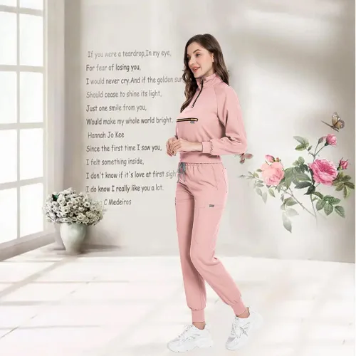 Miniatura 2 de niaahinn Conjunto de ropa quirúrgica con manga larga para mujer, camiseta de uniforme médico y pantalones quirúrgicos, uniformes de trabajo médico