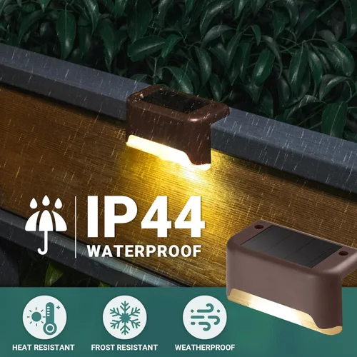 Miniatura 5 de GIGALUMI - Luces solares para cubierta al aire libre, paquete de 16, impermeables, LED, luces solares para escaleras, escalones, vallas, Blanco frío