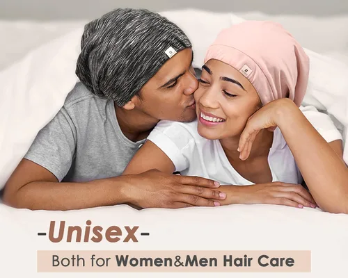Miniatura 2 de YANIBEST - Gorro de satén de seda para dormir y cubrir el cabello, holgado, ajustable y con forro de seda para cabello rizado y trenzas
