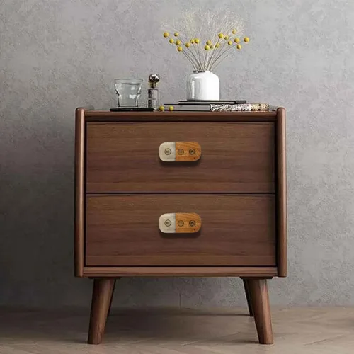 Miniatura 3 de Perilla Home Juego de 6 pomos de puerta de madera - Pomos decorativos ovalados con incrustación para puerta con mango, elegante adición