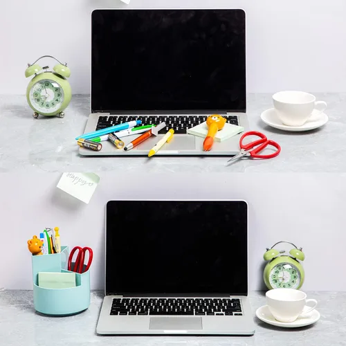 Miniatura 4 de Organizador de Escritorio, Organizador de Lápices y Bolígrafos de 3 Ranuras con Giro de 360, Lindo Portalápices para Oficina, Escuela, Suministros
