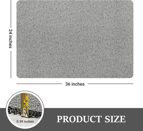 Miniatura 2 de LuxStep - Tapete de ducha, de 24 x 36 pulgadas, tapete de baño antideslizante con drenaje, tapete de baño de cloruro de polivinilo, de secado Gris
