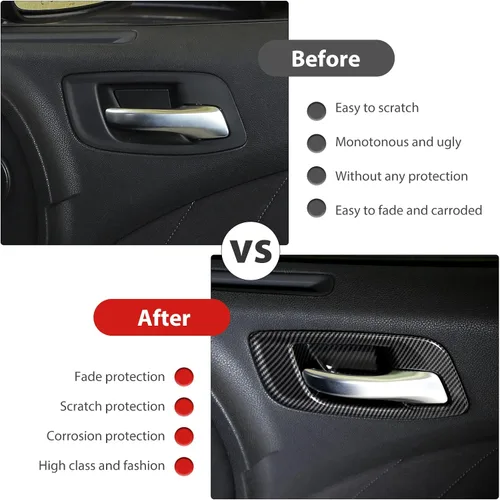 Miniatura 3 de CheroCar Funda para manija interior de la puerta del cargador para Dodge Charger 2011-2026, para Chrysler 300 300C 2015-2026, 6 piezas ABS negro