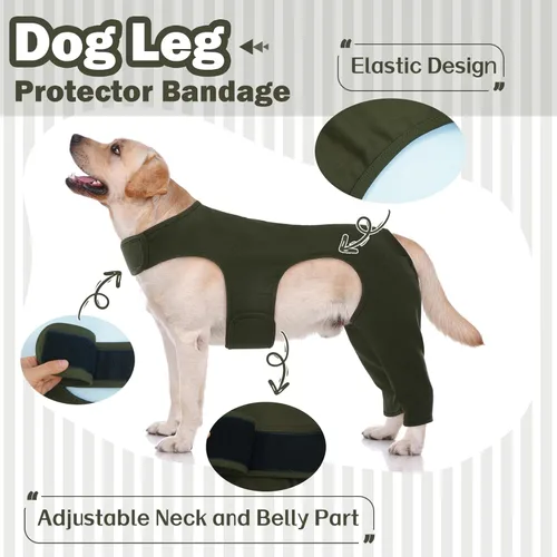 Miniatura 7 de ROZKITCH Manga para Perro para Patas Traseras, Manga para Mascotas para Evitar que el Perro Lame Heridas, Protector de Codo, Traje de Recuperación