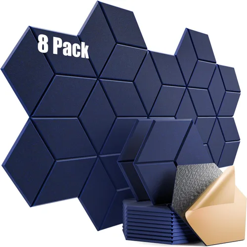 Miniatura 46 de Paquete de 12 paneles acústicos autoadhesivos de 12 x 10 x 0.4 pulgadas, paneles de espuma a prueba de sonido con alta densidad, diseño forrado