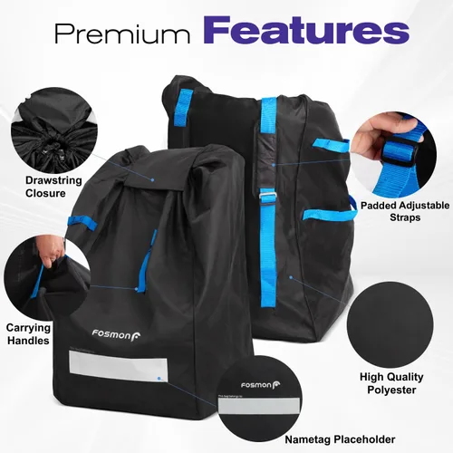 Miniatura 3 de Fosmon Bolsa de viaje para asiento de automóvil para avión, correas acolchadas ajustables para mochila, bolsa grande para viajes aéreos, funda