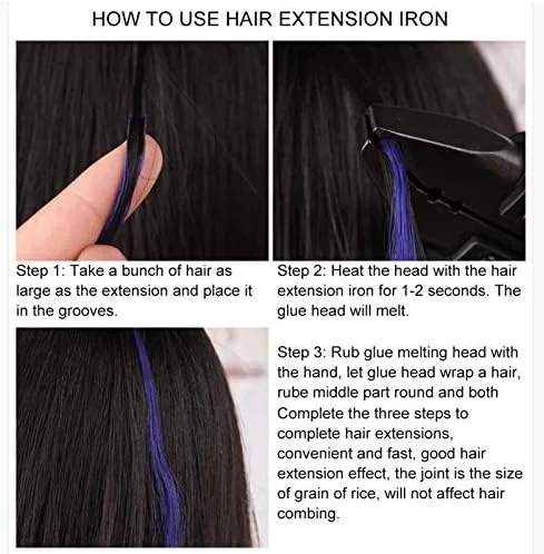 Miniatura 3 de ZJchao Hierro de extensión de cabello, extensiones de cabello portátil, conector de hierro de temperatura ajustable, herramienta de fusión