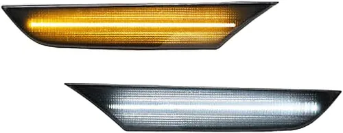 Luz LED de marcador lateral para guardabarros delantero, luz de señal de giro ámbar dinámica secuencial, lente ahumada/transparente compatible con
