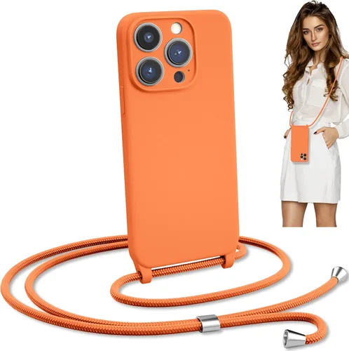 Miniatura 12 de Estuche cruzado con cordón para iPhone 15 Pro, cuello y muñeca, manos libres, correa ajustable y desmontable, protección contra caídas, silicona a