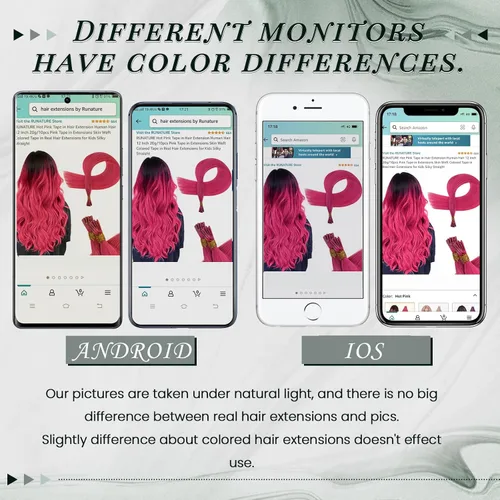 Miniatura 7 de RUNATURE Extensiones de cabello humano con punta I Tip color rosa, invisibles, extensiones de cabello humano real, extensiones de cabello humano