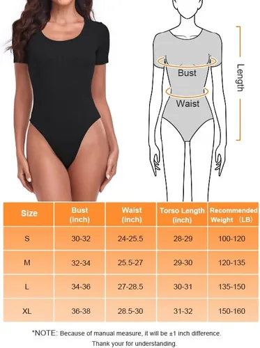 Miniatura 6 de TownCat Women's Round Neck Short Sleeve Bodysuit, Women Sexy Tops Body suit Jumpsuits with Stretchy Clothing