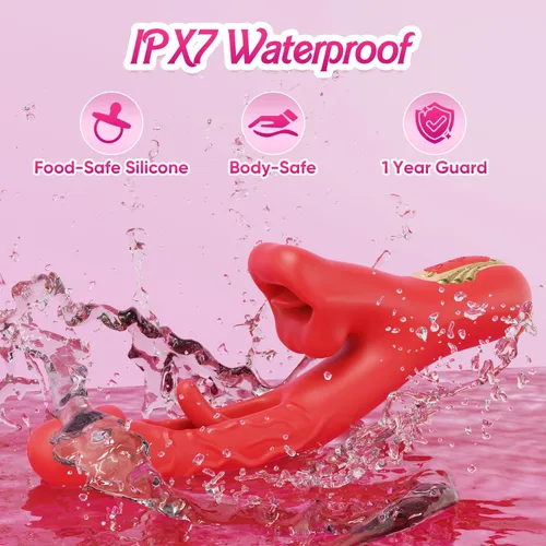 Miniatura 7 de Juguetes para adultos, vibrador sexual – Vibrador de lengua rosa juguete sexual con 9 aletas y 9 lamidas y 9 vibraciones para punto G y clítoris