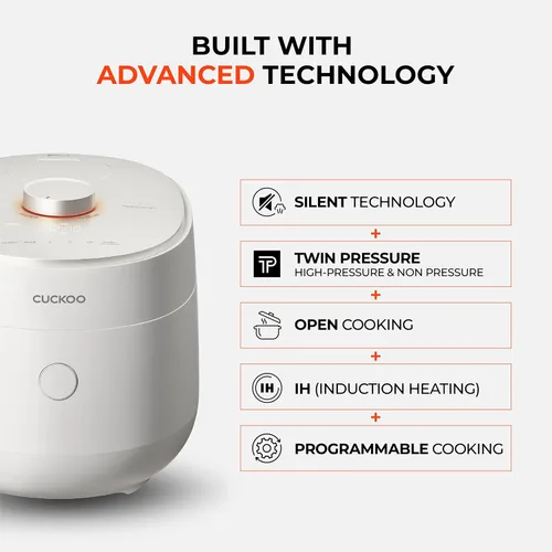 Miniatura 3 de CUCKOO Olla arrocera a presión doble de 6 tazas sin cocer / 12 tazas cocidas con tecnología de calentamiento por inducción, sistema de presión