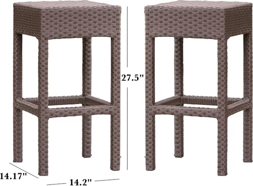 Miniatura 3 de Christopher Knight Home Milton Taburetes de bar de mimbre para exteriores, sin espalda, juego de 2 piezas, marrón oscuro