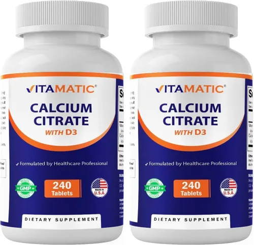 Miniatura 10 de Vitamatic Citrato de Calcio con Vitamina D3 – 240 Tabletas – Citrato de Calcio de Alta Absorción con D3 – Sin OGM, Sin Gluten