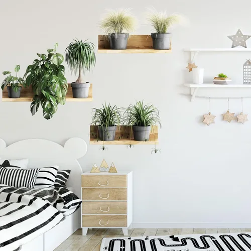 Miniatura 6 de Maydahui Calcomanías de pared creativas de plantas y hojas verdes 3D Bonsái Tropical Plant (34 x 31 pulgadas) despegar pegar, extraíble, arte
